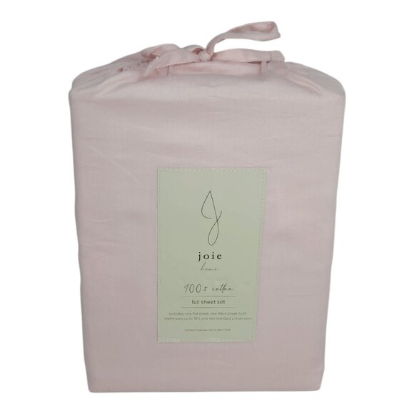 Joie Home 100% Cotton Full Double Sheet Set Pink Fits Mattresses Up To 15" - Picture 1 of 8